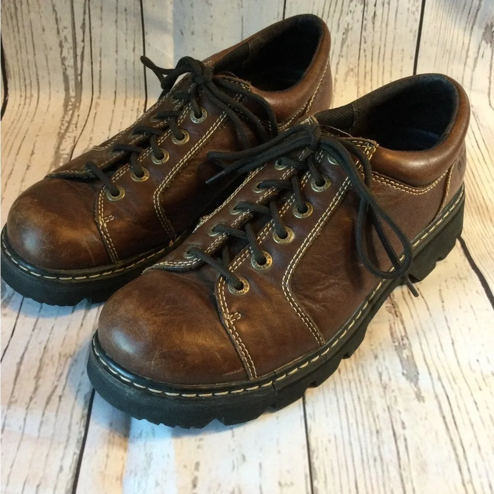 Cat Engineered Duribility Men's Brown Leather Shoes Size 11